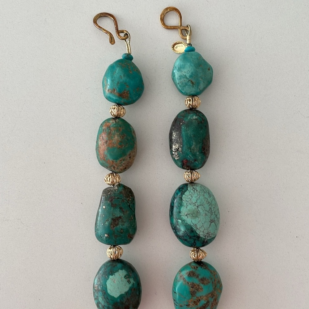 Green Turquoise Large Stone Strand Necklace - Picture 6 of 12